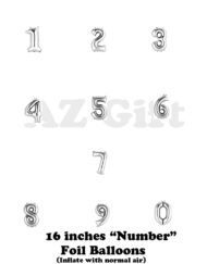 16 Inches Shinning Silver Number Balloons
