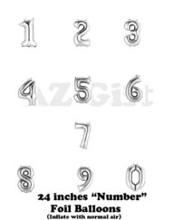 24 Inche Shinning Silver Number Balloons