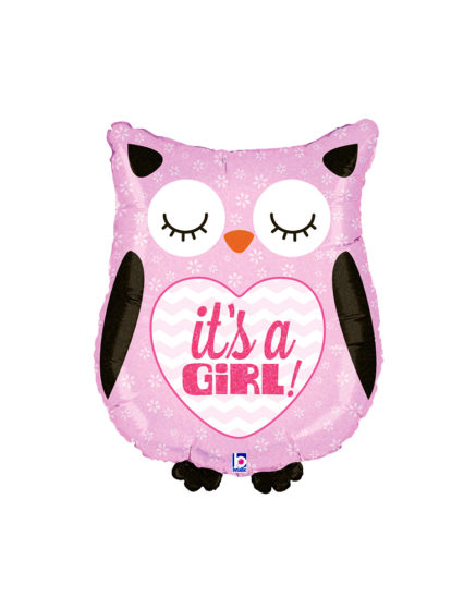26 Inches It's A Girl Owl Balloon