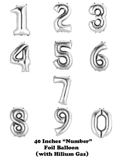 40 Inches Shinning Silver Number Balloons