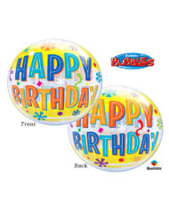 22 Inches Yellow Happy Birthday Bubble Balloon