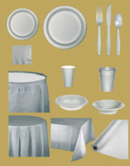 Shimmering Silver Color Disposable Paper Plates