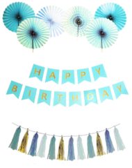 Paper Fan Banner Color Tassel Garland Set