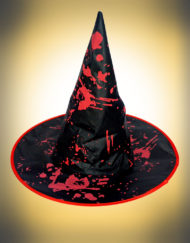 Halloween Black Witch Hat With Red Blood Stains