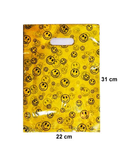 High Density Polythene Bag Smiley Face Yellow Base