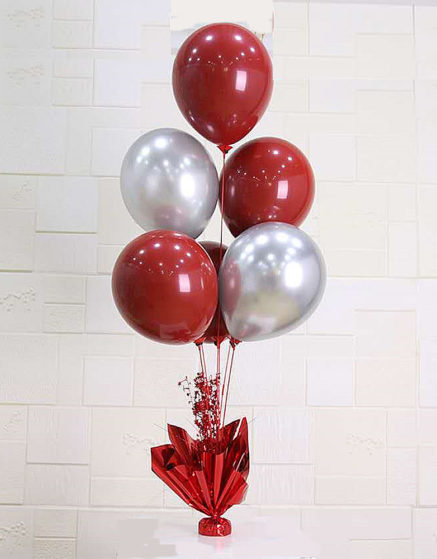 3 Layers Red Silver Chrome Balloon Bouquet