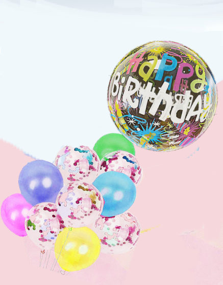 Balloon Bouquet Confetti Balloon With HBD Clear Balloon