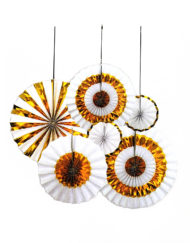 Party Decoration Gold White Paper Fans