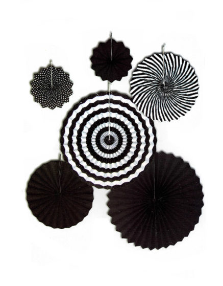 Party Decoration Black White Paper Fans