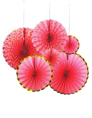Party Decoration Item Pink Paper Fans