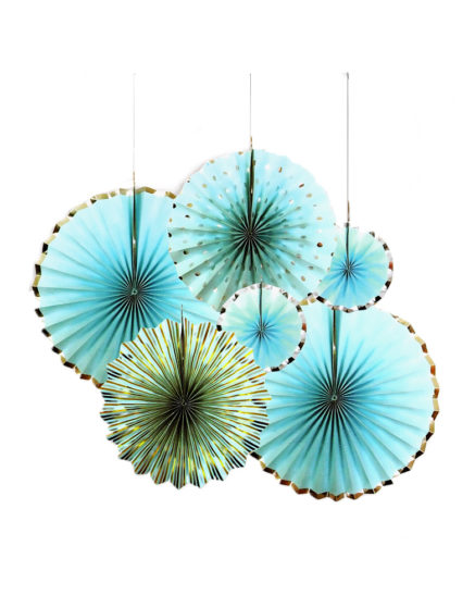 Party Decoration Supply Light Blue Paper Fans