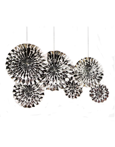 Party Decoration Supply Silver Paper Fans
