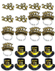 20 persons Party Pack-Gold-black Top Hat Tiara Glasses