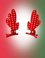 Red Reindeer Antlers Hair Clips-Pair
