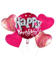 3D Happy Birthday Foil Balloon Set-Pink Color