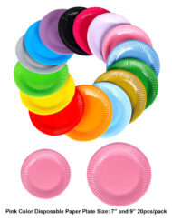 Pink Color Disposable Paper Plate