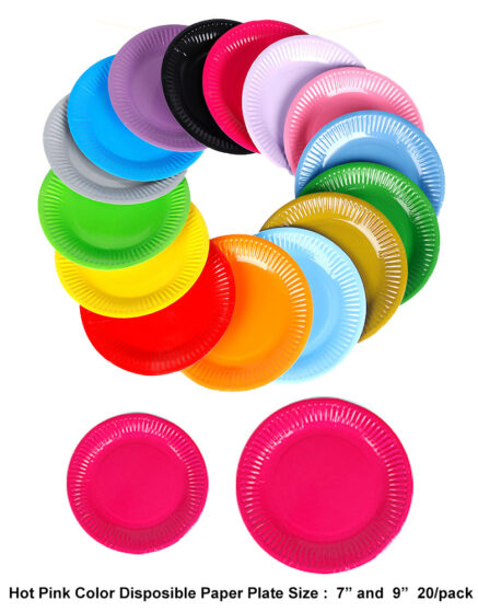 Hot Pink Color Disposable Paper Plate