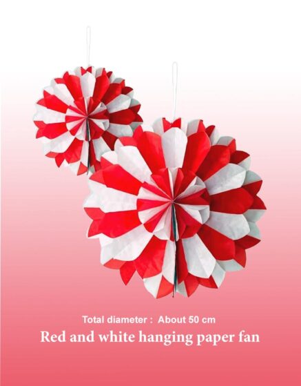 National Day Decoration Red-White Hanging Paper Fan