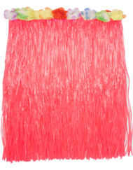 Long Red Hula Skirt With Flowers