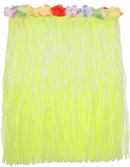 Long Yellow Hula Skirt w flowers