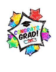 Graduation Balloon with Bursting Stars