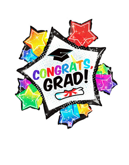 Graduation Balloon with Bursting Stars