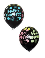 Happy Birthday Day Printed On Black Balloon