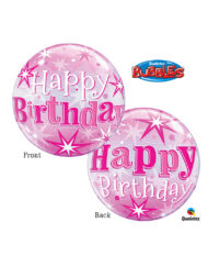 22 Inches Pink Happy Birthday Bubble Balloon