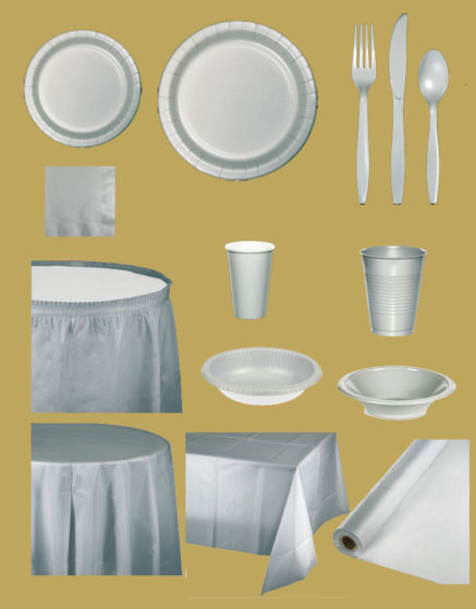 Shimmering Silver Color Disposable Paper Plates
