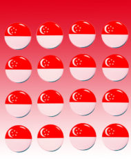 Singapore State Flag Badge 4.3 cm