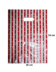 25 x 34 cm High Density Polythene Bag Red-White Stripes