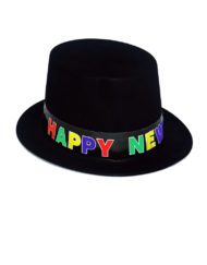 Party Hat Black Velvet With Colorful Happy New Year