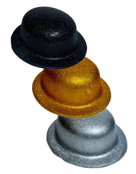 Round Top Glitter Hat Black-Gold-Silver