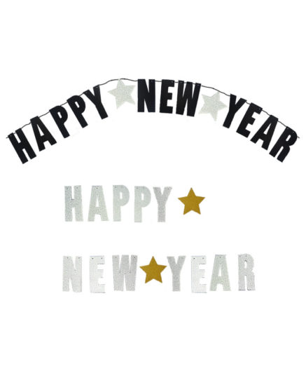 Happy New Year Banner Black And Silver