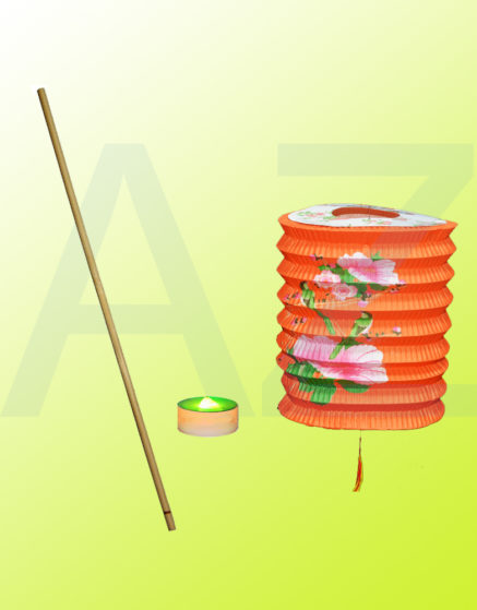 16 cm Traditional Paper Lanterns With LED-Wooden Stick
