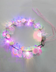 Pink Flowers Headband With LED Lights