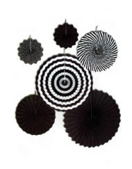 Party Decoration Black White Paper Fans