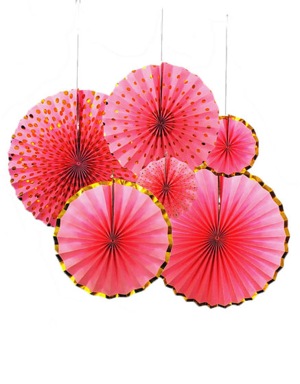 Party Decoration Item Pink Paper Fans