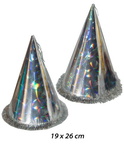 Cone Shape Paper Hat Silver