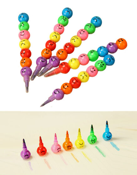 7 Color Interchangeable Joint Crayon Smiley Face