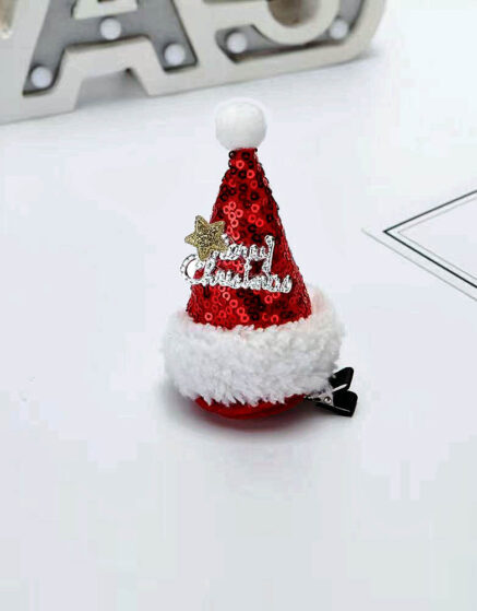 Mini Santa Hat Hair Clip Sequins