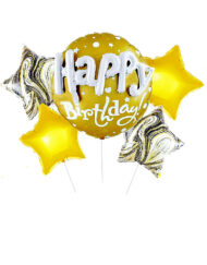 3D Happy Birthday Foil Balloon Set-Gold