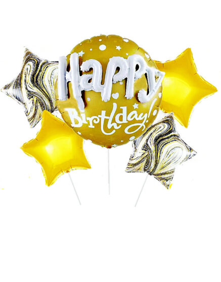 3D Happy Birthday Foil Balloon Set-Gold