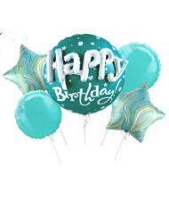 3D Happy Birthday Foil Balloon Set-Turquoise Color
