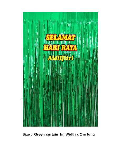 1 by 2 m Green Curtain With Selamat Hari Raya