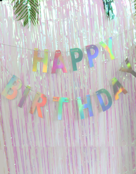 Happy Birthday Banner Iridescent Foil