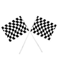 2 Black-White Checked Waving Flag
