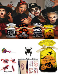 Halloween Gifts Bag-Yellow Base With Tattoo-Spider-Inserts