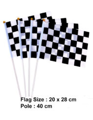 Black-White Checker Mini Waving Flag 20 x 28 cm