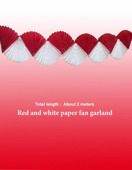 National Day Decoration Red-White Paper Fan Garland